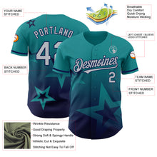Load image into Gallery viewer, Custom Teal Gray-Navy 3D Pattern Design Gradient Style Twinkle Star Authentic Baseball Jersey