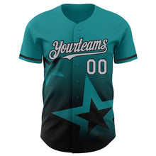 Load image into Gallery viewer, Custom Teal Gray-Black 3D Pattern Design Gradient Style Twinkle Star Authentic Baseball Jersey