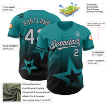 Load image into Gallery viewer, Custom Teal Gray-Black 3D Pattern Design Gradient Style Twinkle Star Authentic Baseball Jersey