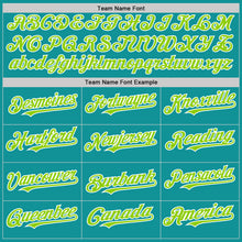 Load image into Gallery viewer, Custom Teal Neon Green-White 3D Pattern Design Gradient Style Twinkle Star Authentic Baseball Jersey