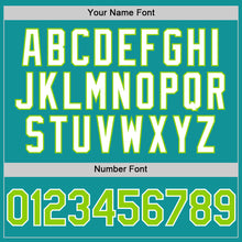 Load image into Gallery viewer, Custom Teal Neon Green-White 3D Pattern Design Gradient Style Twinkle Star Authentic Baseball Jersey