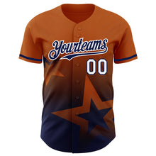 Load image into Gallery viewer, Custom Texas Orange Navy-White 3D Pattern Design Gradient Style Twinkle Star Authentic Baseball Jersey