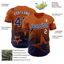 Load image into Gallery viewer, Custom Texas Orange Navy-White 3D Pattern Design Gradient Style Twinkle Star Authentic Baseball Jersey