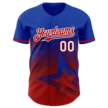Load image into Gallery viewer, Custom Thunder Blue Red-White 3D Pattern Design Gradient Style Twinkle Star Authentic Baseball Jersey