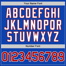 Load image into Gallery viewer, Custom Thunder Blue Red-White 3D Pattern Design Gradient Style Twinkle Star Authentic Baseball Jersey