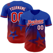 Load image into Gallery viewer, Custom Thunder Blue Red-White 3D Pattern Design Gradient Style Twinkle Star Authentic Baseball Jersey