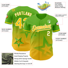 Load image into Gallery viewer, Custom Aurora Green Yellow-White 3D Pattern Design Gradient Style Twinkle Star Authentic Baseball Jersey