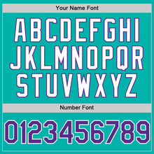 Load image into Gallery viewer, Custom Aqua Purple-White 3D Pattern Design Gradient Style Twinkle Star Authentic Baseball Jersey