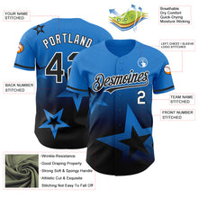 Load image into Gallery viewer, Custom Electric Blue Black-White 3D Pattern Design Gradient Style Twinkle Star Authentic Baseball Jersey