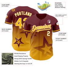 Load image into Gallery viewer, Custom Burgundy Gold-White 3D Pattern Design Gradient Style Twinkle Star Authentic Baseball Jersey