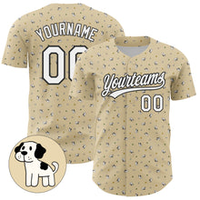 Load image into Gallery viewer, Custom Cream White-Black 3D Pattern Design Animal Dog Authentic Baseball Jersey