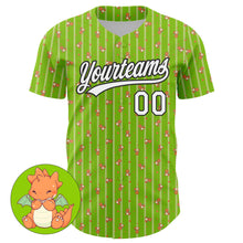 Load image into Gallery viewer, Custom Neon Green White-Black 3D Pattern Design Animal Dinosaur Authentic Baseball Jersey