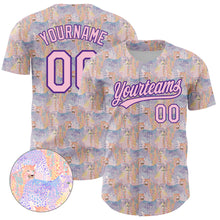 Load image into Gallery viewer, Custom Light Pink Purple 3D Pattern Design Animal Leopard Authentic Baseball Jersey