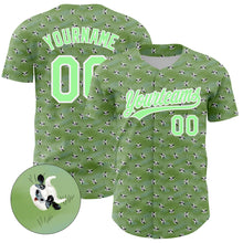 Load image into Gallery viewer, Custom Green Pea Green-White 3D Pattern Design Animal Cow Authentic Baseball Jersey