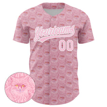 Load image into Gallery viewer, Custom Light Pink White 3D Pattern Design Animal Cat Authentic Baseball Jersey