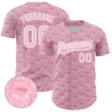 Load image into Gallery viewer, Custom Light Pink White 3D Pattern Design Animal Cat Authentic Baseball Jersey