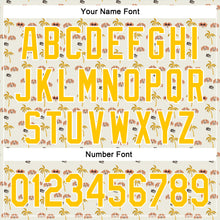 Load image into Gallery viewer, Custom White Yellow 3D Pattern Design Animal Dog And Hawaii Palm Trees Authentic Baseball Jersey