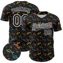 Load image into Gallery viewer, Custom Black White 3D Pattern Design Animal Fish Authentic Baseball Jersey