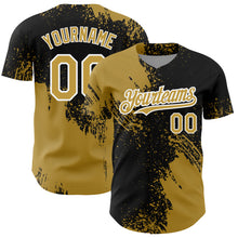 Load image into Gallery viewer, Custom Old Gold Black-White 3D Pattern Design Abstract Brush Stroke Authentic Baseball Jersey