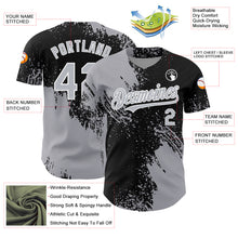 Load image into Gallery viewer, Custom Gray Black-White 3D Pattern Design Abstract Brush Stroke Authentic Baseball Jersey