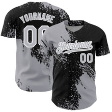 Load image into Gallery viewer, Custom Gray Black-White 3D Pattern Design Abstract Brush Stroke Authentic Baseball Jersey
