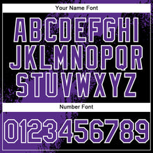 Load image into Gallery viewer, Custom Purple Black-White 3D Pattern Design Abstract Brush Stroke Authentic Baseball Jersey