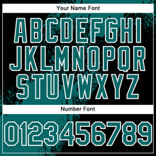 Load image into Gallery viewer, Custom Teal Black-White 3D Pattern Design Abstract Brush Stroke Authentic Baseball Jersey