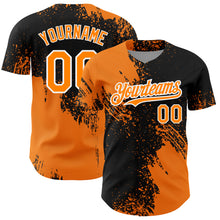 Load image into Gallery viewer, Custom Bay Orange Black-White 3D Pattern Design Abstract Brush Stroke Authentic Baseball Jersey