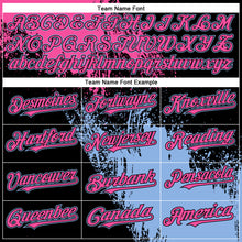 Load image into Gallery viewer, Custom Pink Black-Light Blue 3D Pattern Design Abstract Brush Stroke Authentic Baseball Jersey