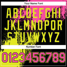 Load image into Gallery viewer, Custom Pink Black-Neon Yellow 3D Pattern Design Abstract Brush Stroke Authentic Baseball Jersey