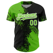 Load image into Gallery viewer, Custom Aurora Green Black-White 3D Pattern Design Abstract Brush Stroke Authentic Baseball Jersey