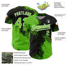 Load image into Gallery viewer, Custom Aurora Green Black-White 3D Pattern Design Abstract Brush Stroke Authentic Baseball Jersey
