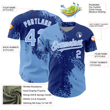 Load image into Gallery viewer, Custom Light Blue Royal-White 3D Pattern Design Abstract Brush Stroke Authentic Baseball Jersey