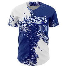 Load image into Gallery viewer, Custom White Royal 3D Pattern Design Abstract Brush Stroke Authentic Baseball Jersey