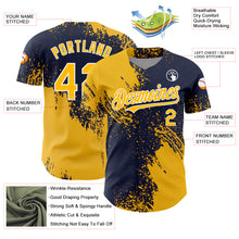 Load image into Gallery viewer, Custom Gold Navy-White 3D Pattern Design Abstract Brush Stroke Authentic Baseball Jersey