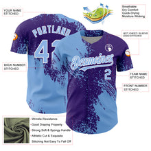 Load image into Gallery viewer, Custom Light Blue Purple-White 3D Pattern Design Abstract Brush Stroke Authentic Baseball Jersey