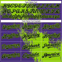 Load image into Gallery viewer, Custom Neon Green Black-Purple 3D Pattern Design Abstract Brush Stroke Authentic Baseball Jersey