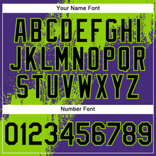 Load image into Gallery viewer, Custom Neon Green Black-Purple 3D Pattern Design Abstract Brush Stroke Authentic Baseball Jersey