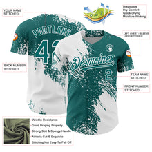 Load image into Gallery viewer, Custom White Teal 3D Pattern Design Abstract Brush Stroke Authentic Baseball Jersey