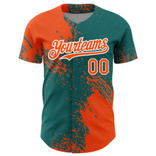 Load image into Gallery viewer, Custom Orange Teal-White 3D Pattern Design Abstract Brush Stroke Authentic Baseball Jersey