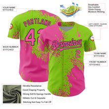 Load image into Gallery viewer, Custom Pink Neon Green-Black 3D Pattern Design Abstract Brush Stroke Authentic Baseball Jersey