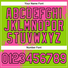 Load image into Gallery viewer, Custom Pink Neon Green-Black 3D Pattern Design Abstract Brush Stroke Authentic Baseball Jersey