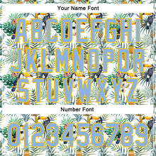 Load image into Gallery viewer, Custom White Light Blue-Yellow 3D Pattern Design Animal Toucan And Tropical Hawaii Palm Leaves Authentic Baseball Jersey