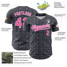 Load image into Gallery viewer, Custom Navy Pink-White 3D Pattern Design Animal Bird Authentic Baseball Jersey