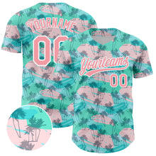 Load image into Gallery viewer, Custom Green Medium Pink-White 3D Pattern Design Tropical Hawaii Palm Trees Authentic Baseball Jersey
