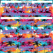 Load image into Gallery viewer, Custom Sky Blue Hot Pink 3D Pattern Design Tropical Hawaii Palm Trees Authentic Baseball Jersey