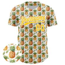 Load image into Gallery viewer, Custom White Yellow 3D Pattern Design Fruit Pineapple Authentic Baseball Jersey