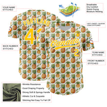 Load image into Gallery viewer, Custom White Yellow 3D Pattern Design Fruit Pineapple Authentic Baseball Jersey