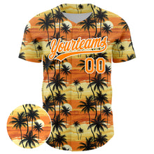 Load image into Gallery viewer, Custom Yellow Bay Orange-White 3D Pattern Design Tropical Hawaii Palm Trees Authentic Baseball Jersey