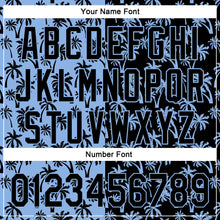 Load image into Gallery viewer, Custom Light Blue Black 3D Pattern Design Tropical Hawaii Palm Trees Authentic Baseball Jersey